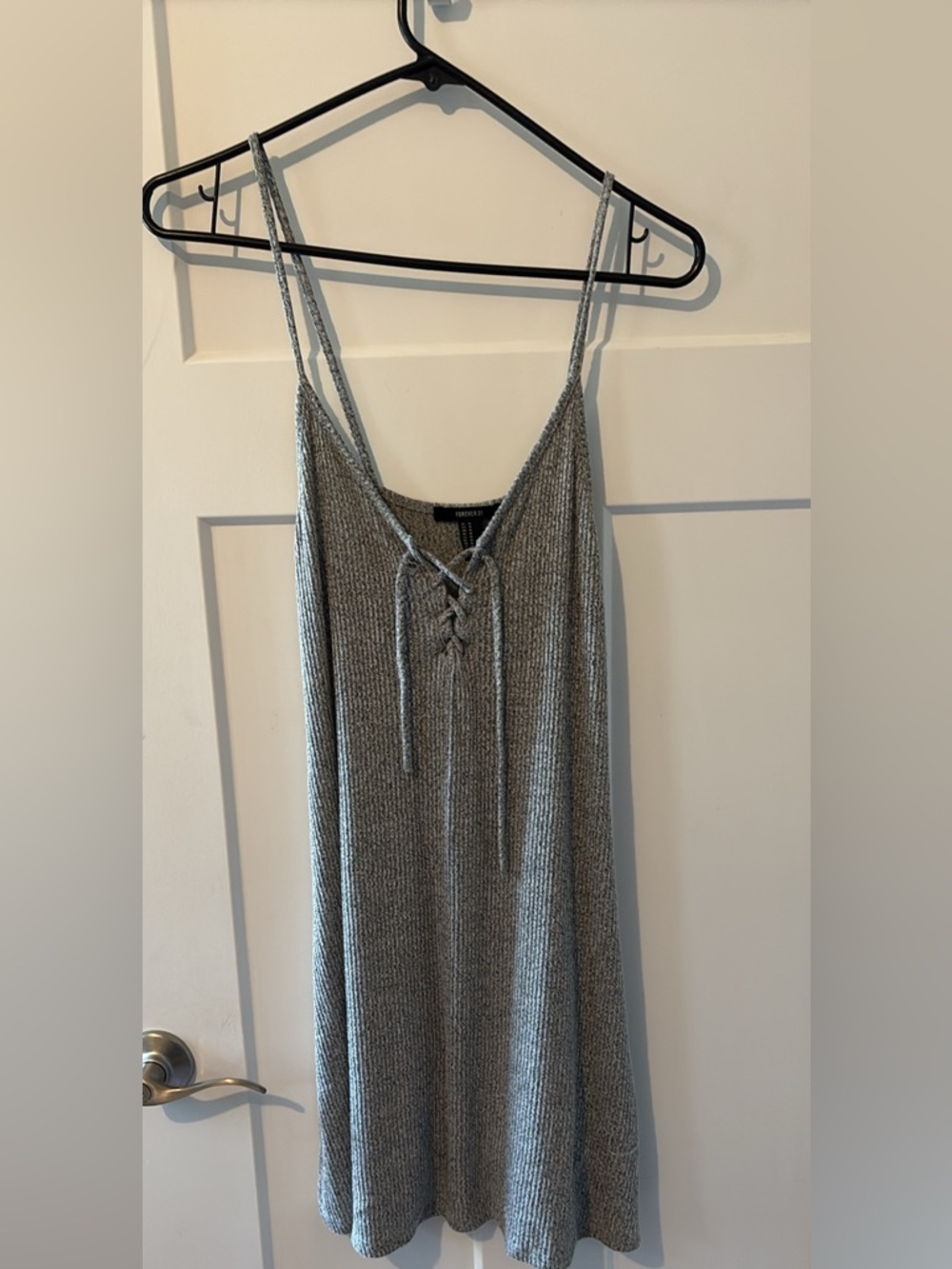 Forever 21 Gray Knit Lace-Up Mini Dress
